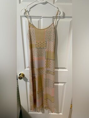 Slip Midi Dress in Pastel Patchwork